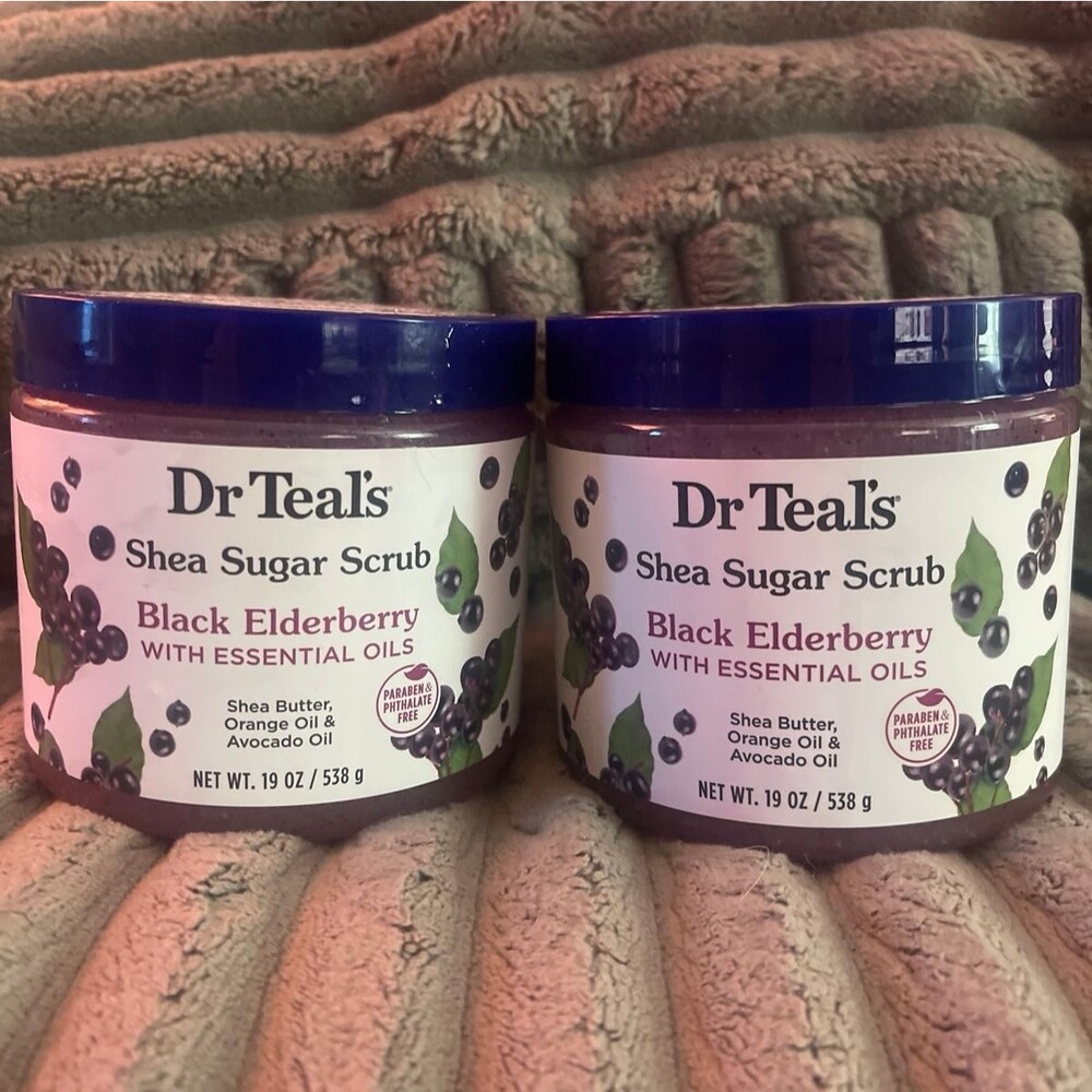 Dr. Teals Shea Sugar Body Scrub 2-pack; Black Elderberry BNIB